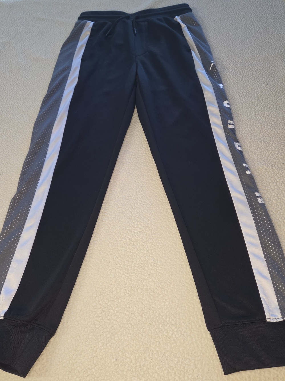 Jordan Black Track Pants with Gray & White Side Panel Kids Size L Large - Picture 3 of 6